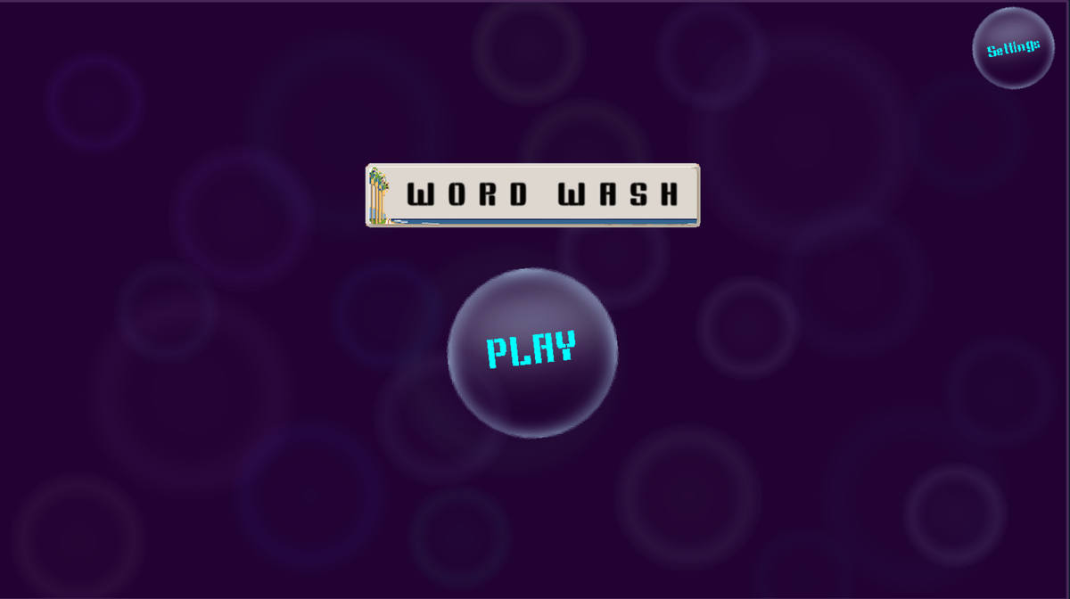 The Word Wash title screen with a big Play button
